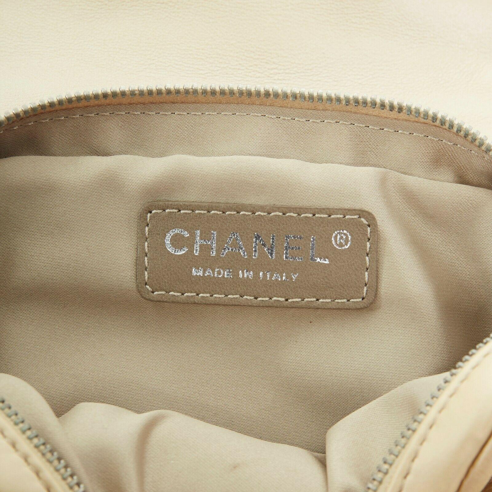 CHANEL CC small champagne gold quilted leather flap dual pouch crossbody bag 5