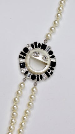 Chanel CC Smiley Emoji Faux Pearl & Crystal Necklace