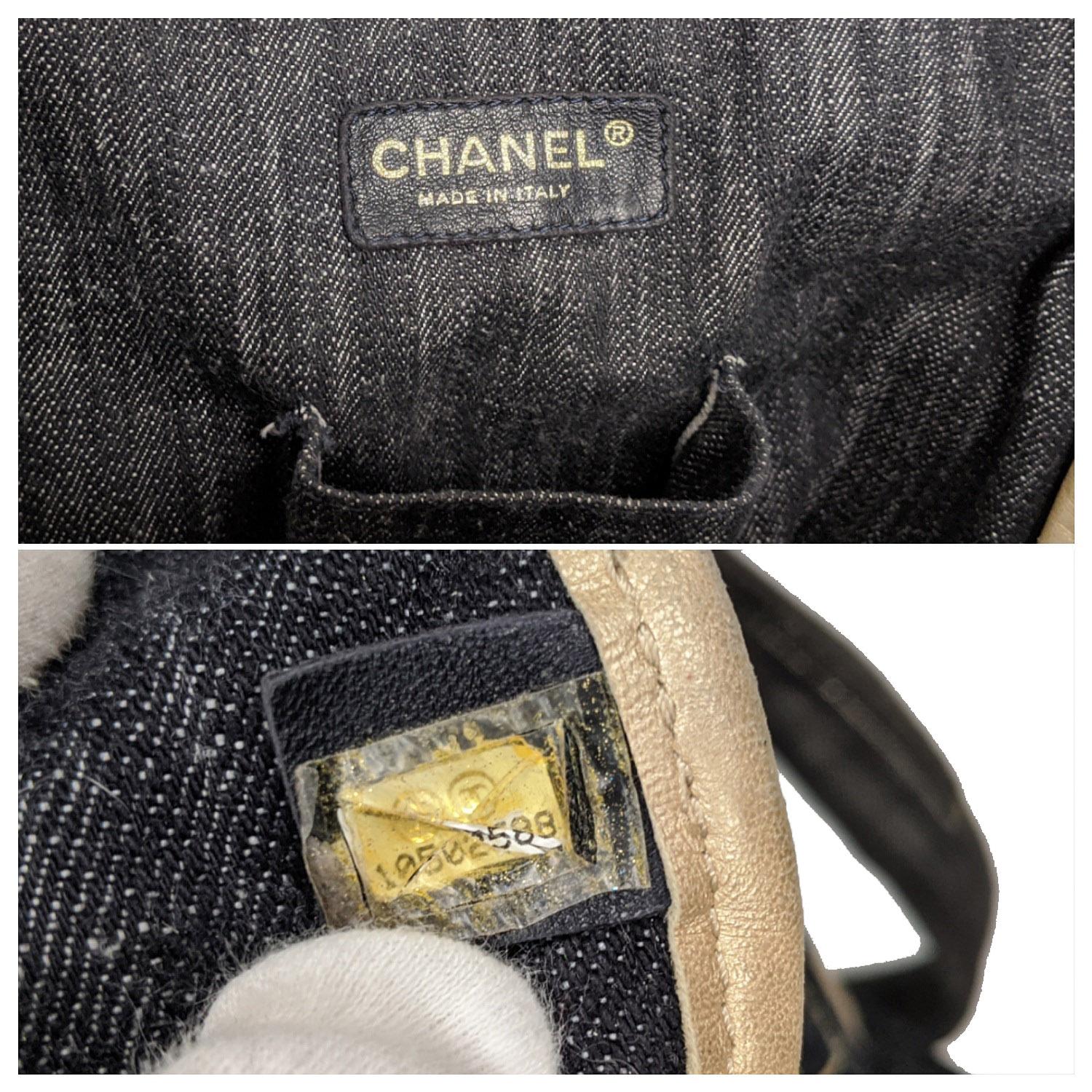 Chanel CC Sparkle Dark Wash Denim Shoulder Tote Bag 1