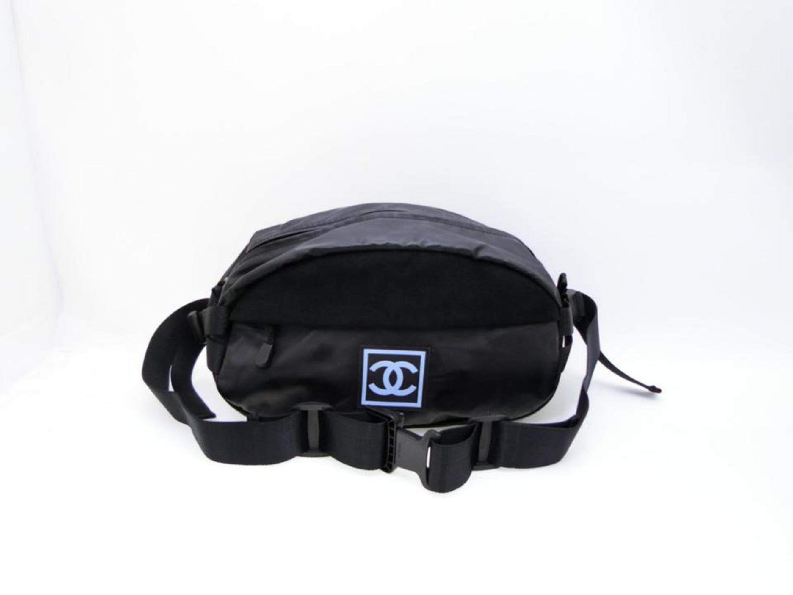 Chanel Cc Sports Logo Bum Fanny Pack 232647 Black Vinyl Cross Body Bag For Sale 8