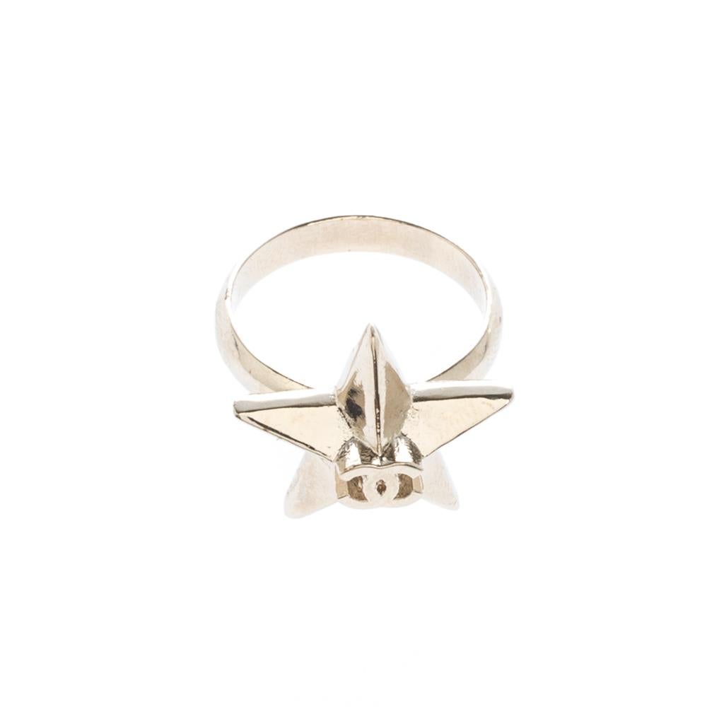 Women's Chanel CC Star Gold Tone Ring Size 50.5