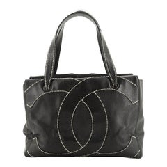 Chanel CC Stitch Zip Shoulder Bag Caviar Medium