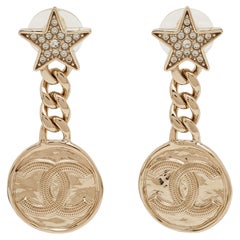 Chanel CC Strass Crystal Gold Tone Earrings