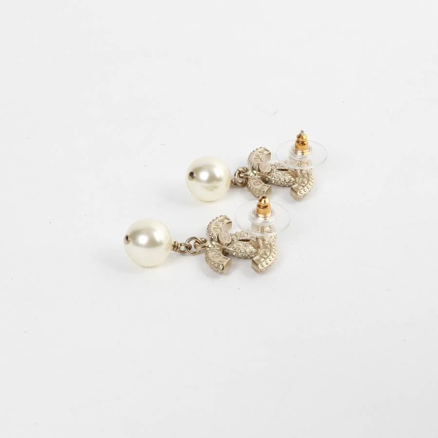 chanel cc pearl earrings