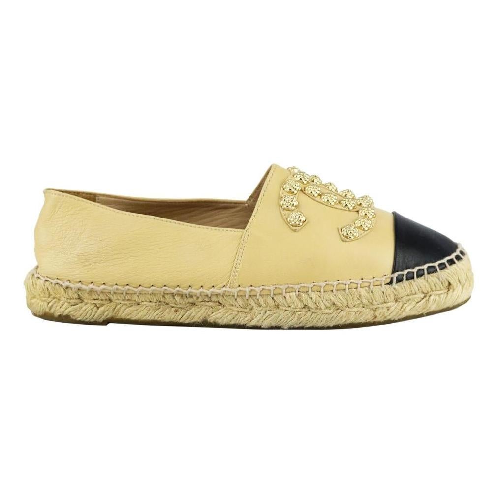 Chanel CC Studded Leather Espadrilles