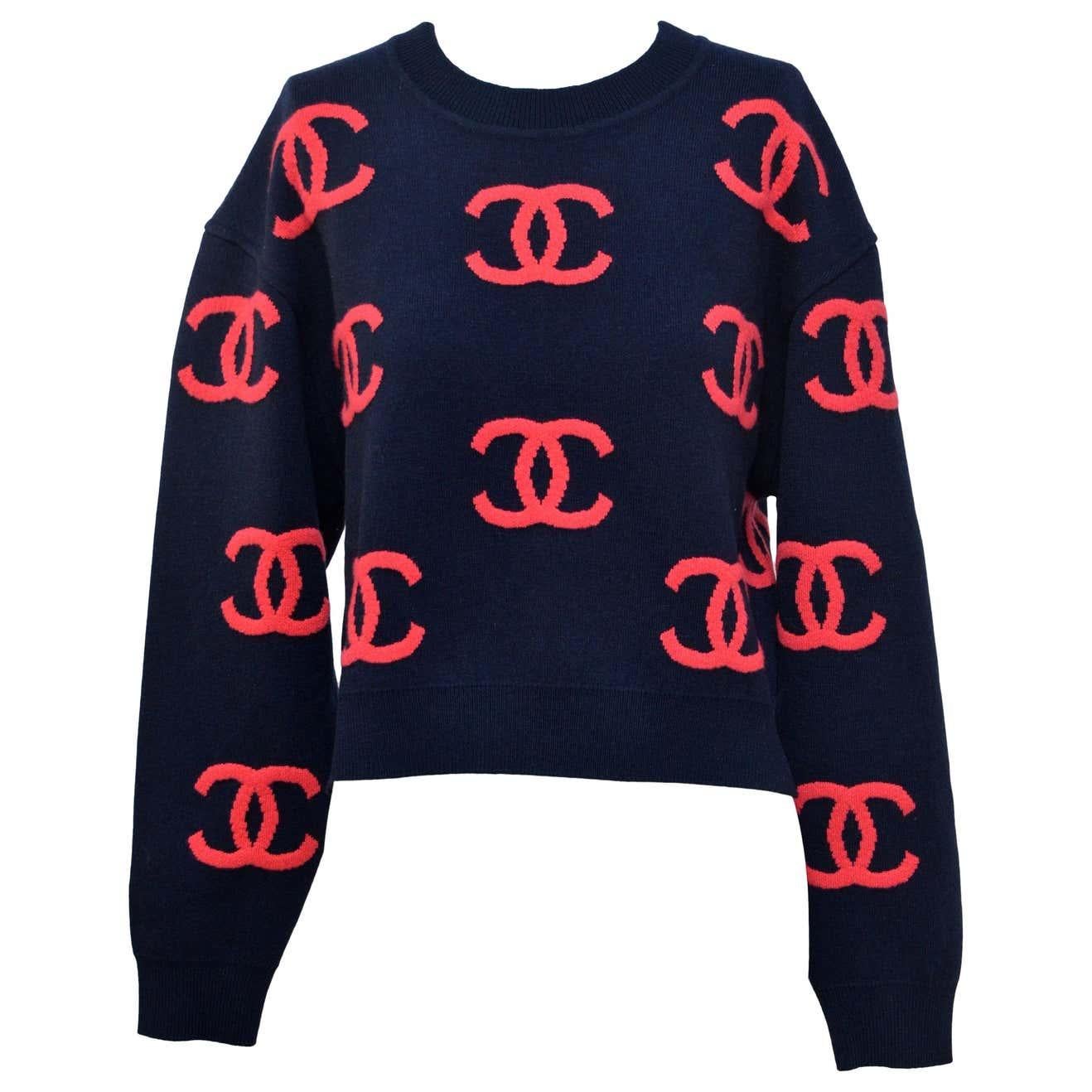 100% authentic guaranteed Chanel sweater . Original receipt from Chanel available to purchaser upon request. New with tags and Chanel pouch Size 38 Main base color in person is dark blue.Style is cropped . Please familiarize yourself with Chanel fit