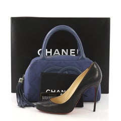 Chanel CC Tassel Bowler Bag Quilted Canvas Small
