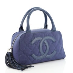 Chanel CC Tassel Bowler Bag Quilted Canvas Small