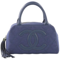 Chanel CC Tassel Bowler Bag Quilted Canvas Small