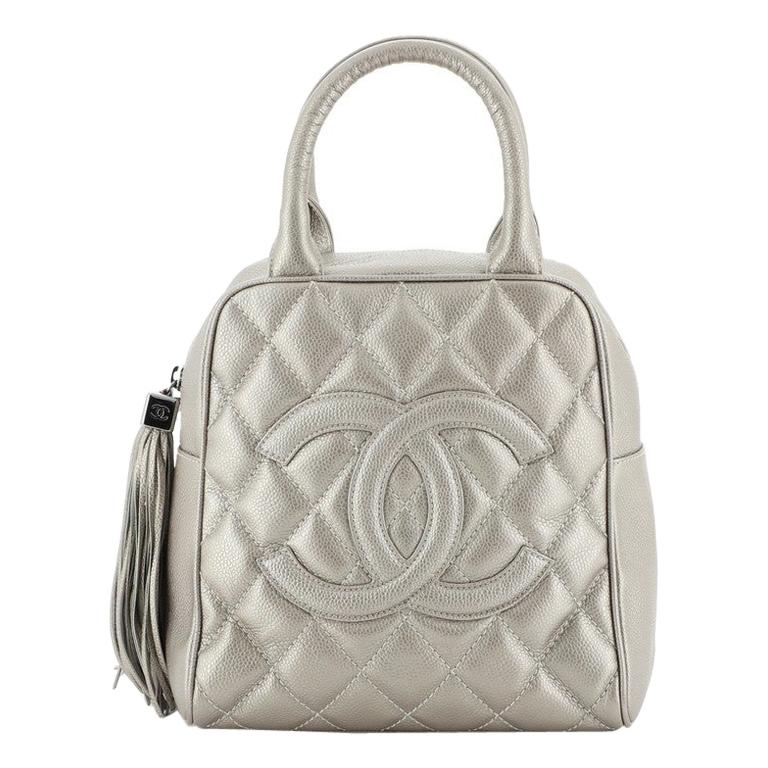 Chanel CC Tassel Bowler Bag Quilted Caviar Small