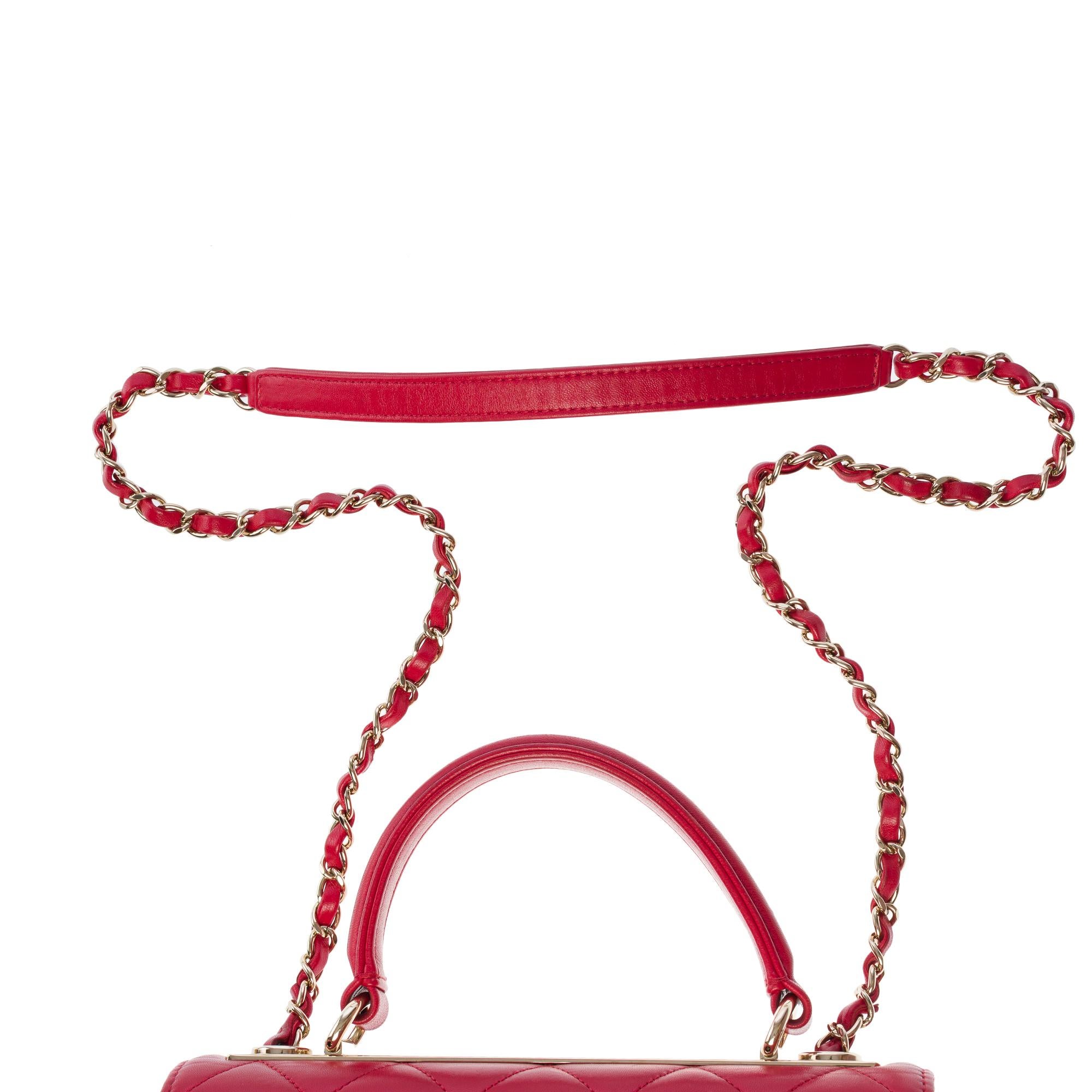 Bolso Chanel CC Tendy  en Piel acolchada roja, GHW en venta 5