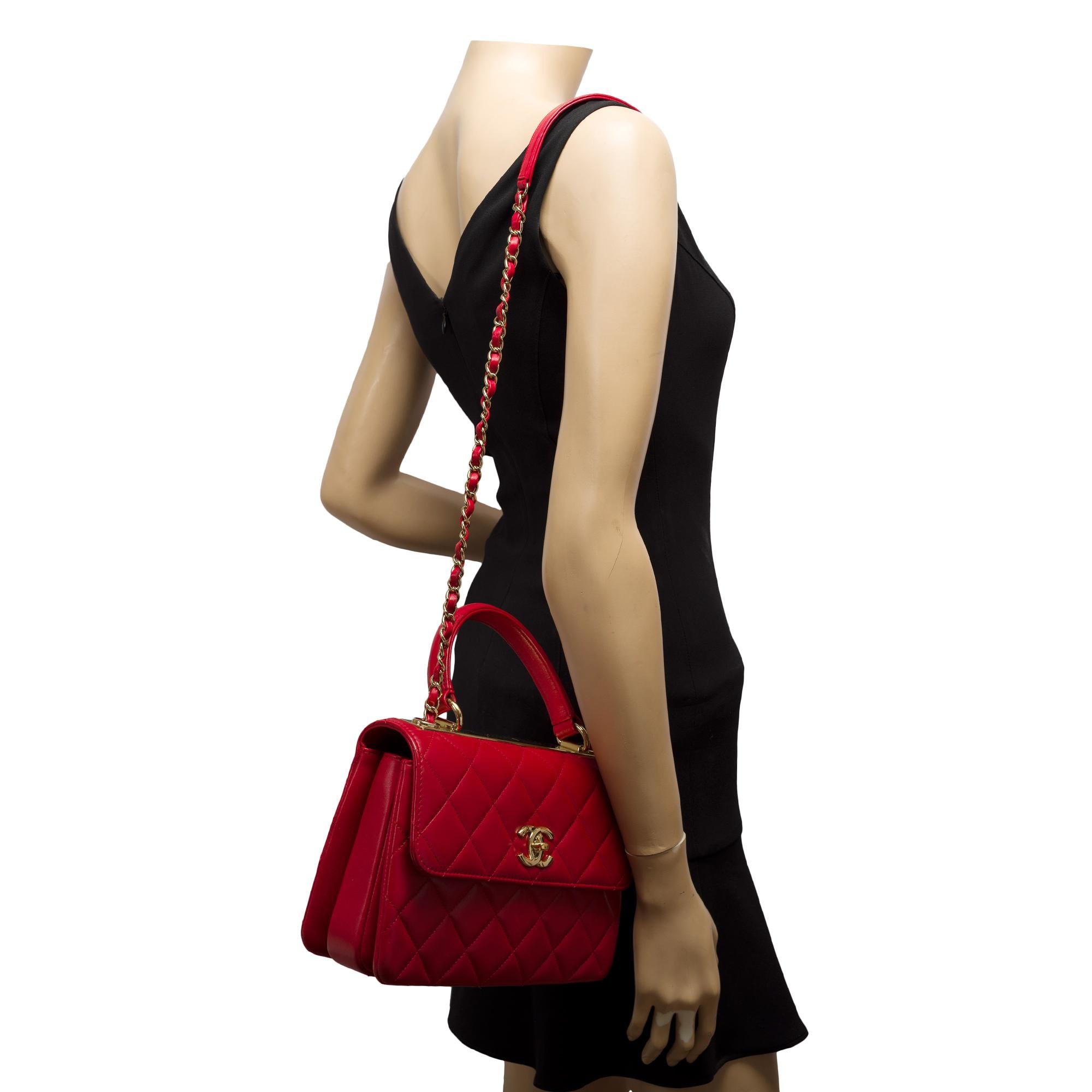 Bolso Chanel CC Tendy  en Piel acolchada roja, GHW en venta 8