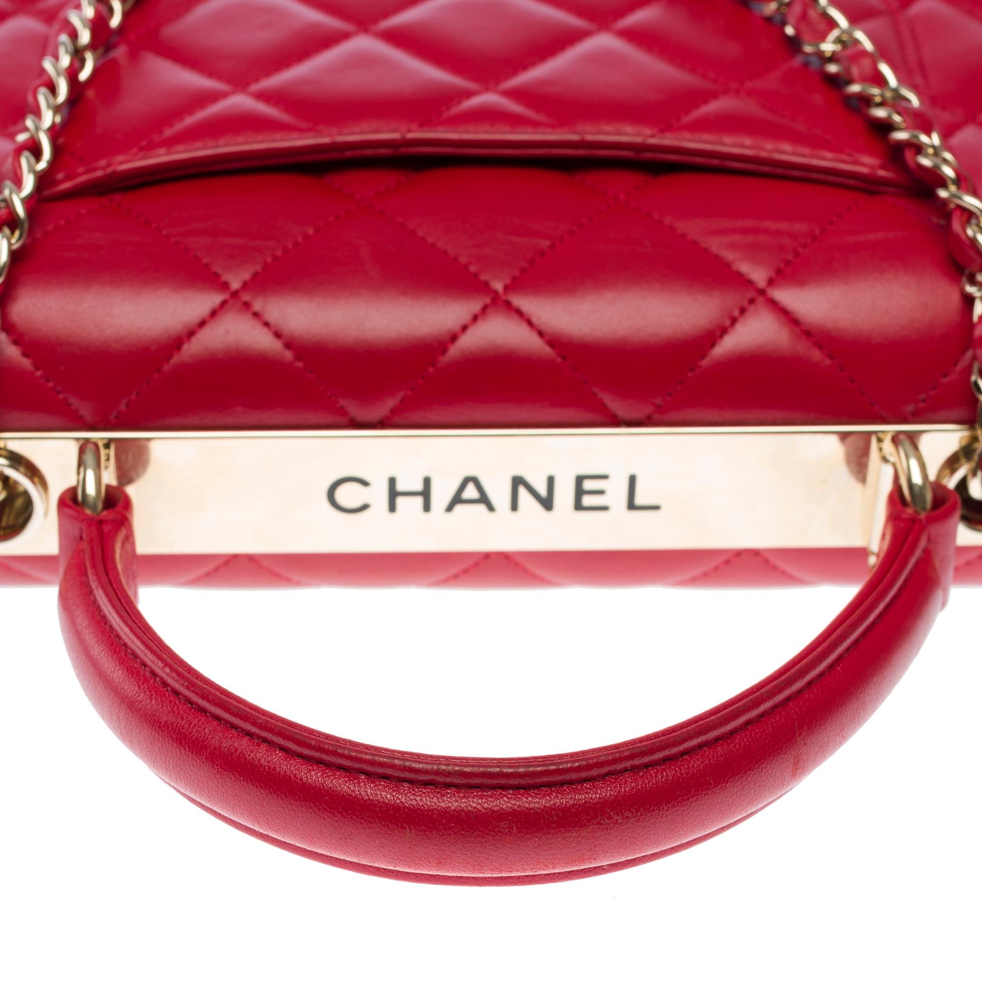 Bolso Chanel CC Tendy  en Piel acolchada roja, GHW en venta 4