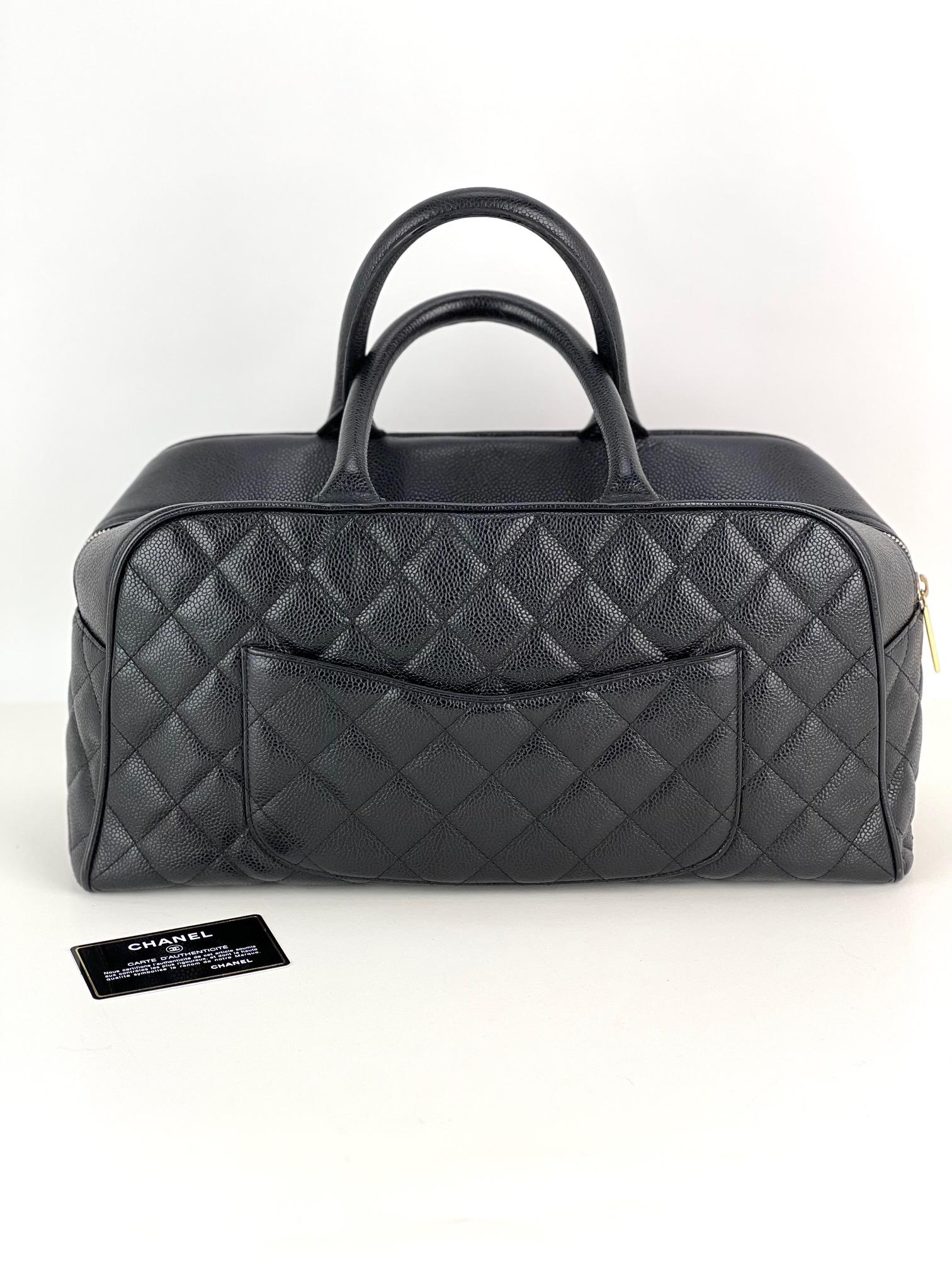 CHANEL CC Timeless Bowler Quilted Black Caviar Leather Hand Bag 5