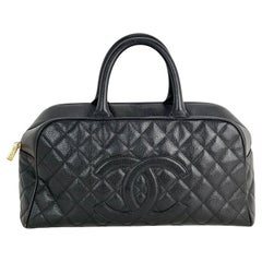 CHANEL CC Timeless Bowler Quilted Black Caviar Leather Hand Bag