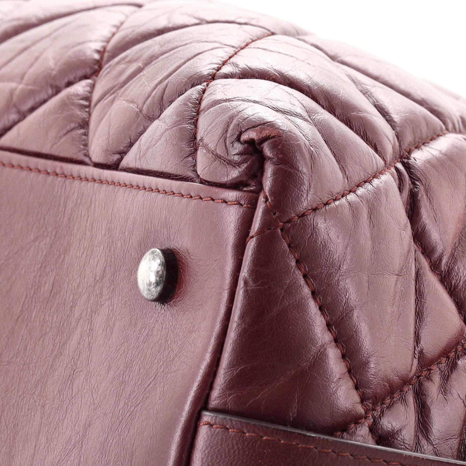 Chanel CC Top Handle Bowler Tasche Gesteppt Gealtertes Kalbsleder Klein 1