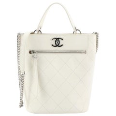 Chanel CC Top Handle Bucket Bag Stitched Calfskin Small