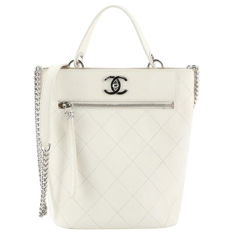Chanel CC Top Handle Bucket Bag Stitched Calfskin Small at 1stDibs