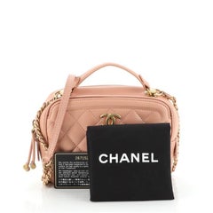 Chanel CC Top Handle Vanity Case Gestepptes Kalbsleder Klein