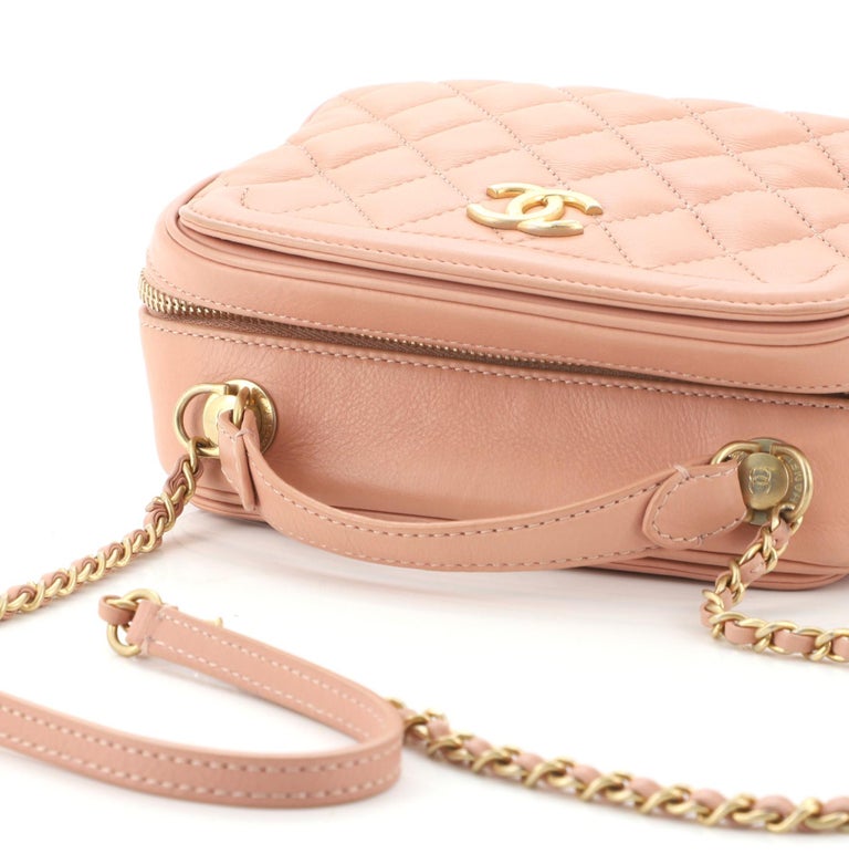 Chanel CC Top Handle Vanity Case Quilted Calfskin Small at 1stDibs