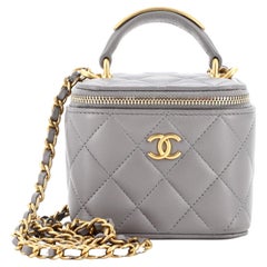 Chanel White Quilted Caviar Small Filigree Vanity Case For Sale at