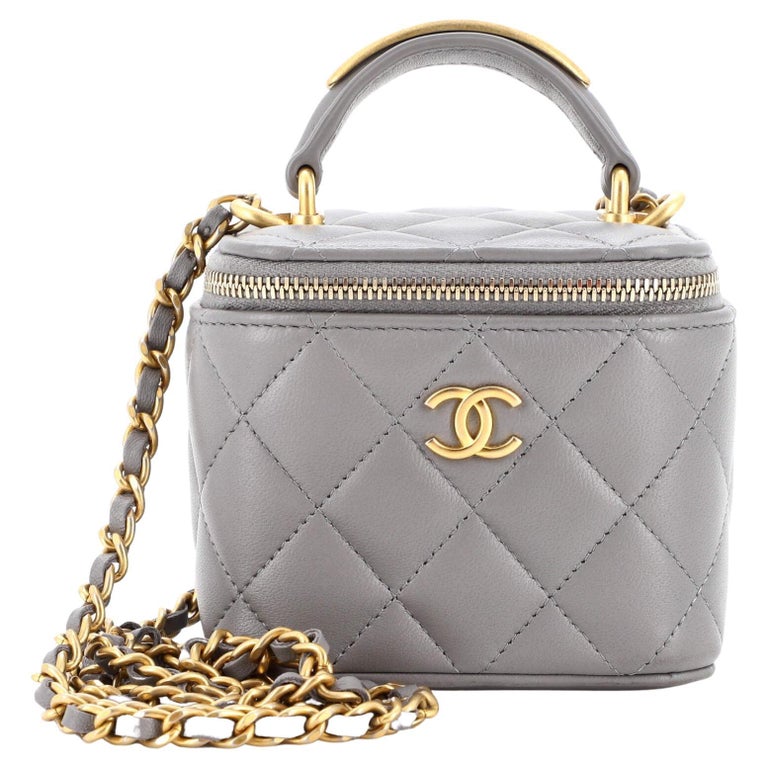 Chanel CC Top Handle Vanity Case with Chain Quilted Lambskin with Metal Mini