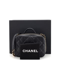 Chanel CC Top Handle Zip um Vanity Case mit Kette gesteppt Kaviar klein