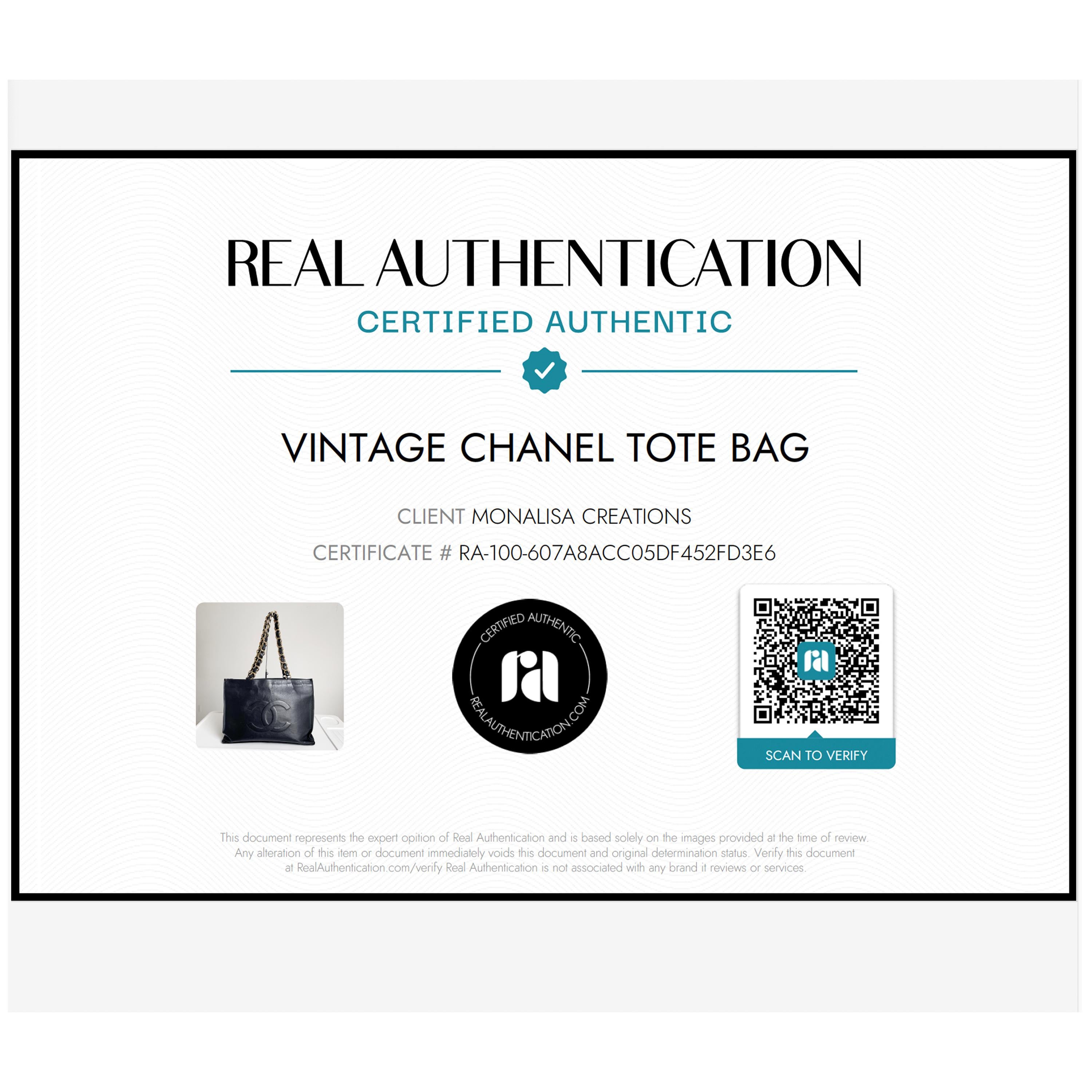Chanel CC Tote Bag Black Lambskin Gold Chain Vintage 1990s Large Shoulder Bag  8