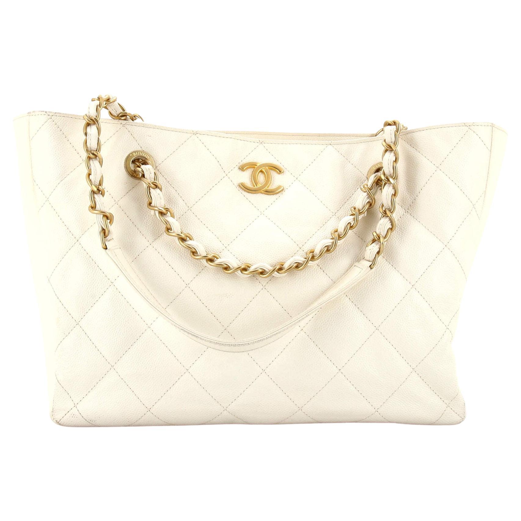 Chanel CC Trapezoid Chain Shopping Tote Quilted Caviar Small For Sale at  1stDibs