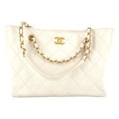 Chanel CC Trapezoid Chain Shopping Tote Quilted Caviar Small