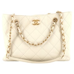 Chanel CC Trapezoid Chain Shopping Tote Quilted Caviar Small