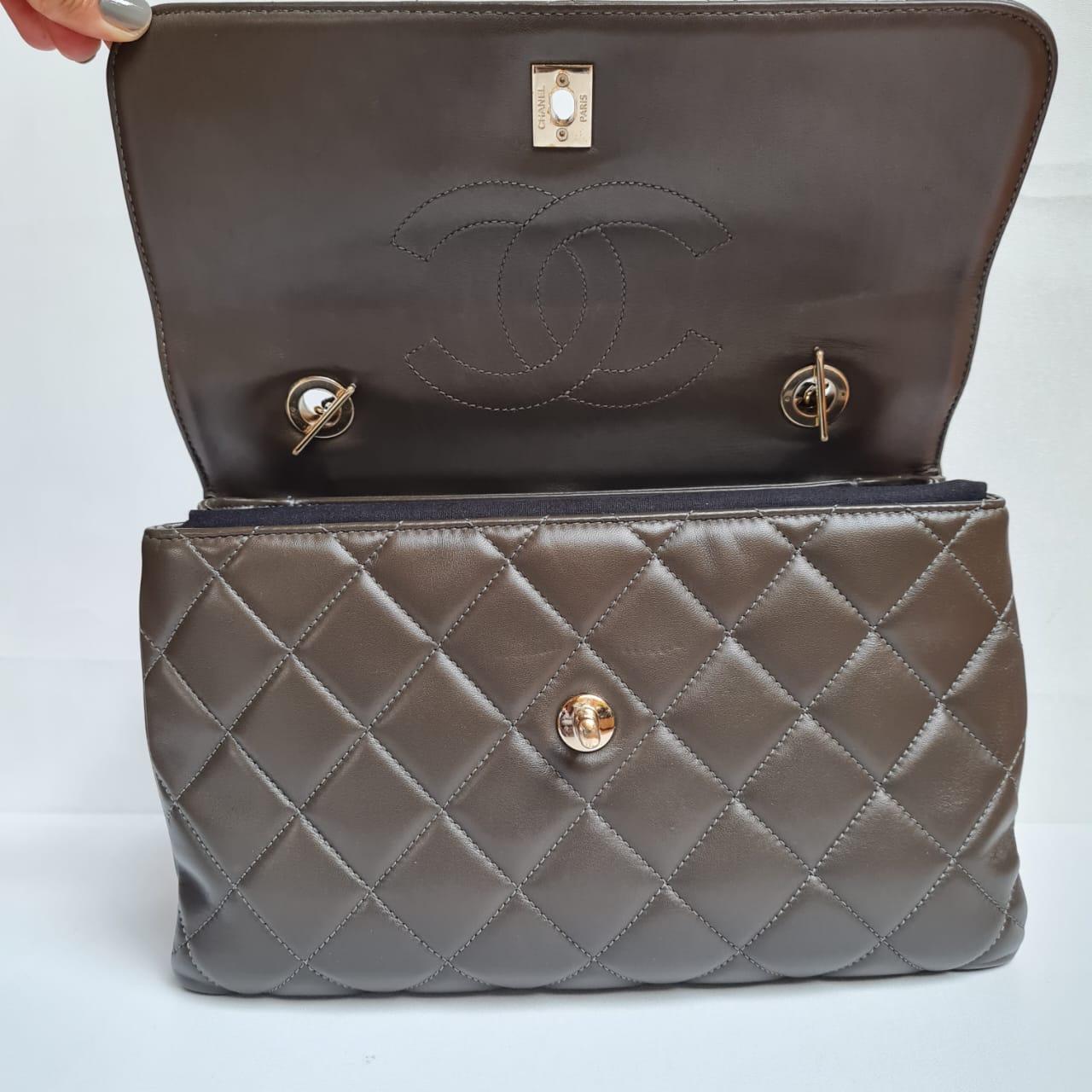 Chanel CC Trendy Khaki Quilted Bag For Sale 3