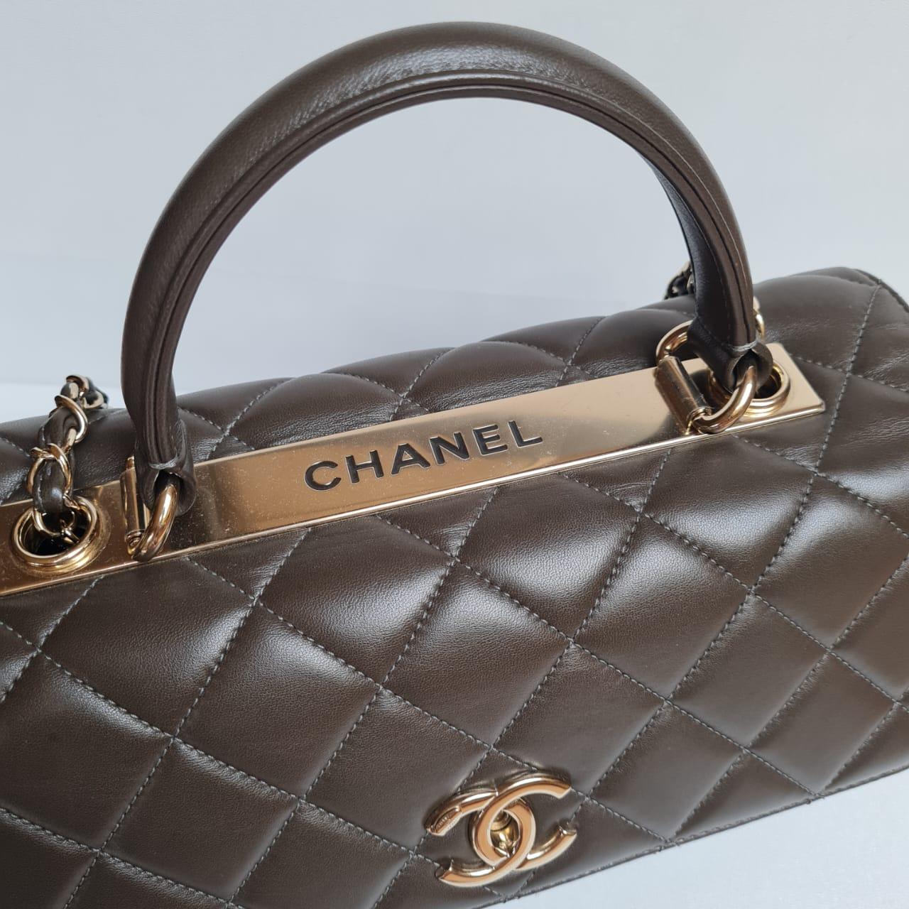 Chanel CC Trendy Khaki Quilted Bag For Sale 6
