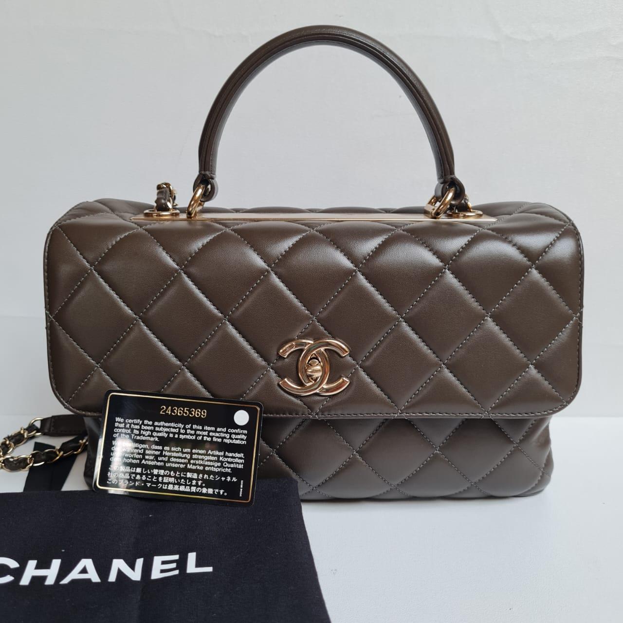 Chanel CC Trendy Khaki Quilted Bag For Sale 11