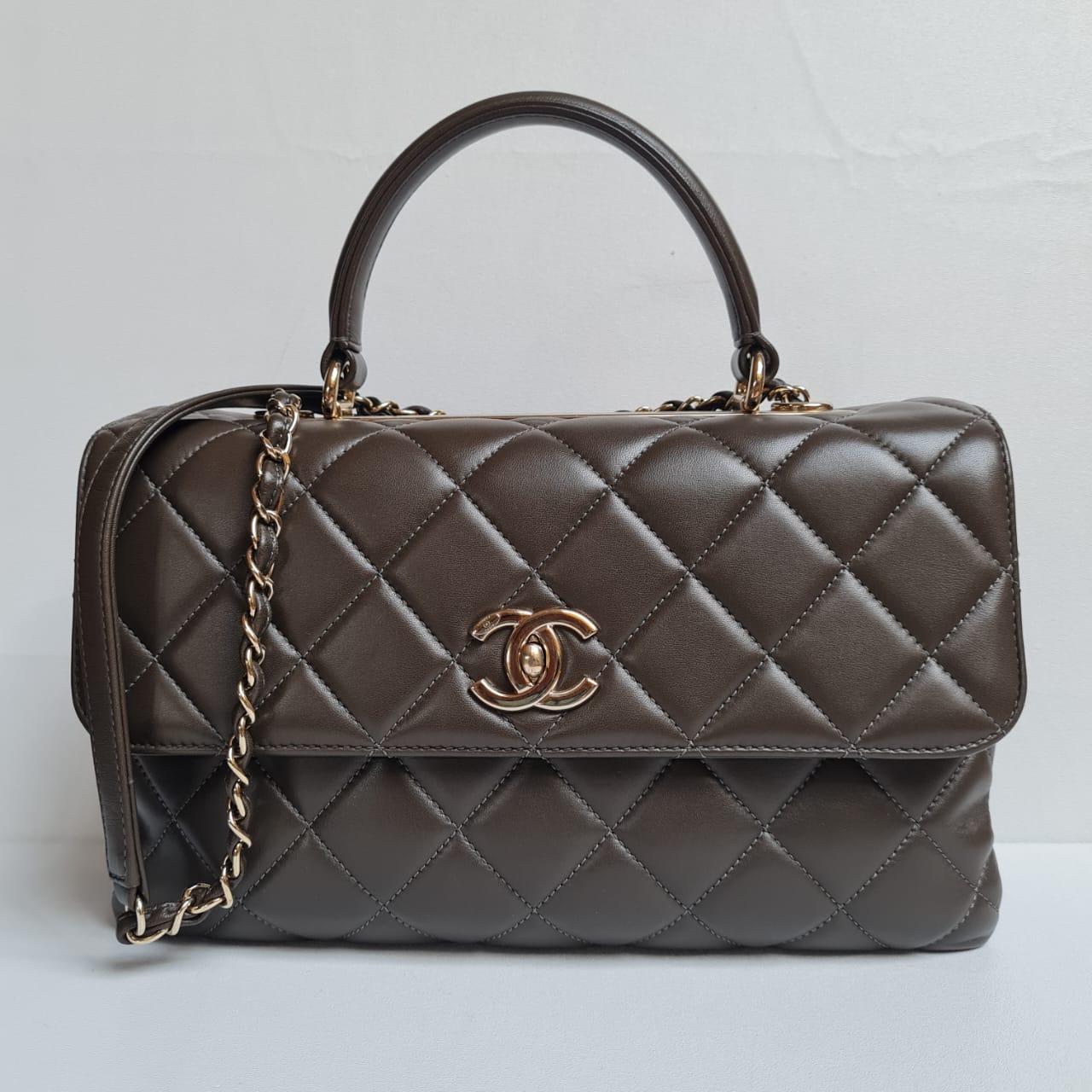 Chanel CC Trendy Khaki Quilted Bag For Sale 1