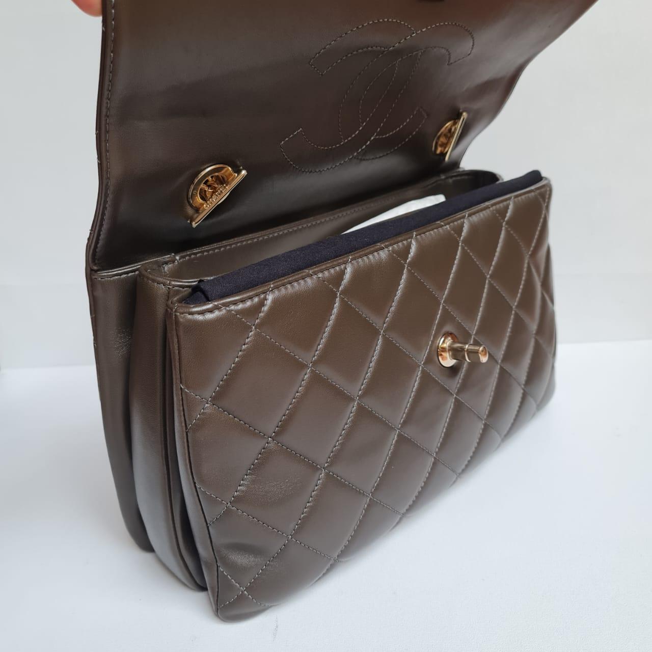 Chanel CC Trendy Khaki Quilted Bag For Sale 2