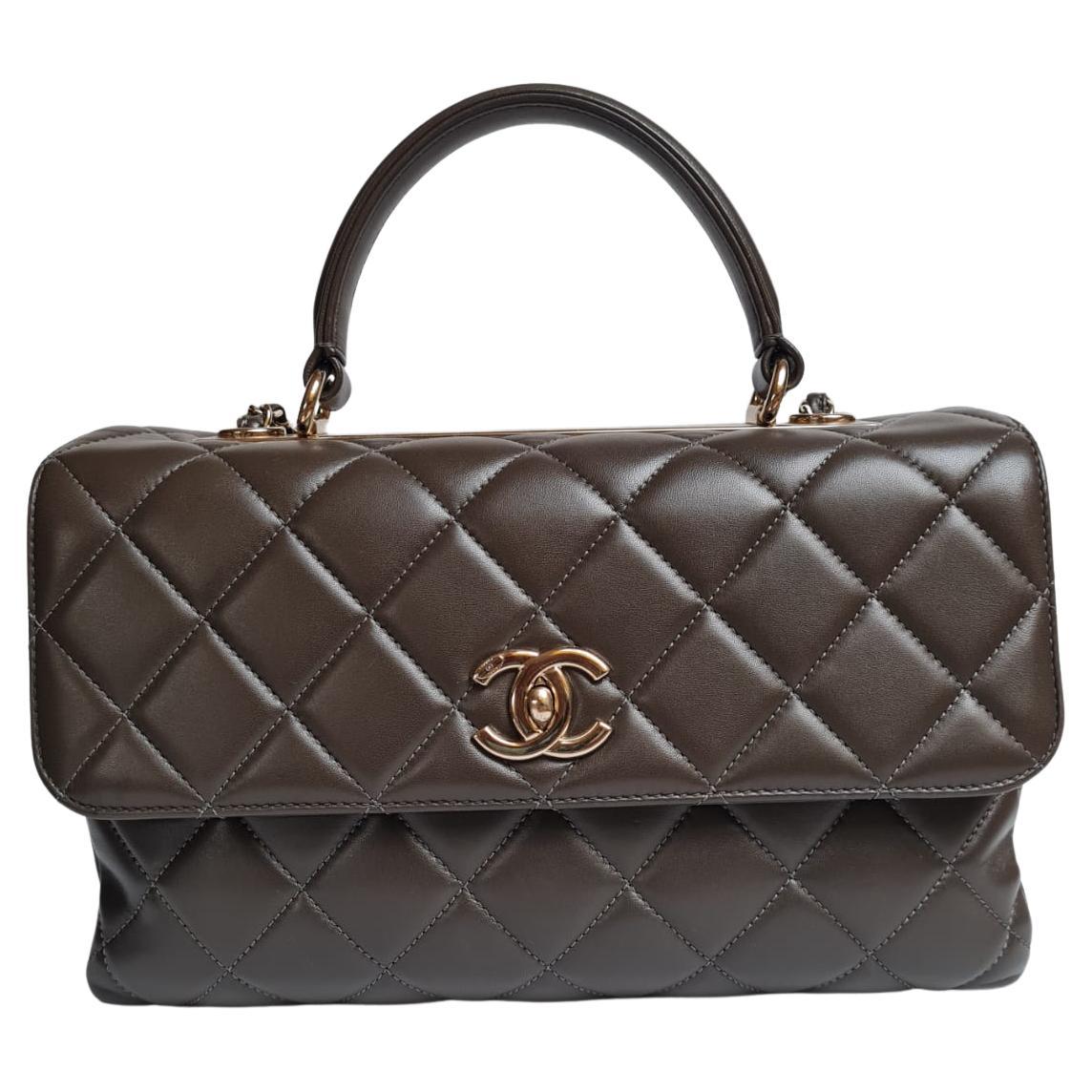 Chanel CC Trendy Khaki Quilted Bag For Sale