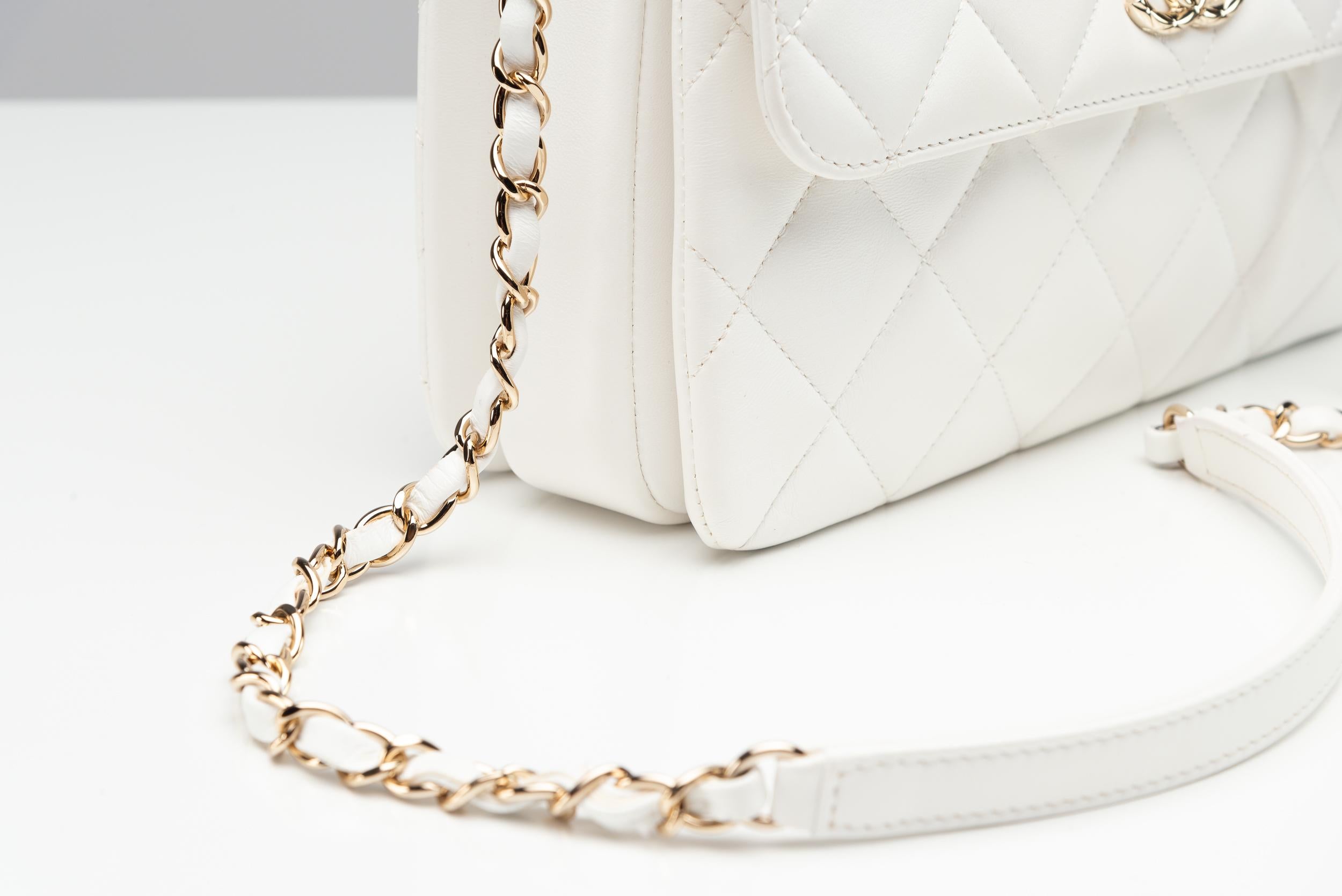 Chanel CC Trendy White Limited Edition Lambskin Small For Sale 6