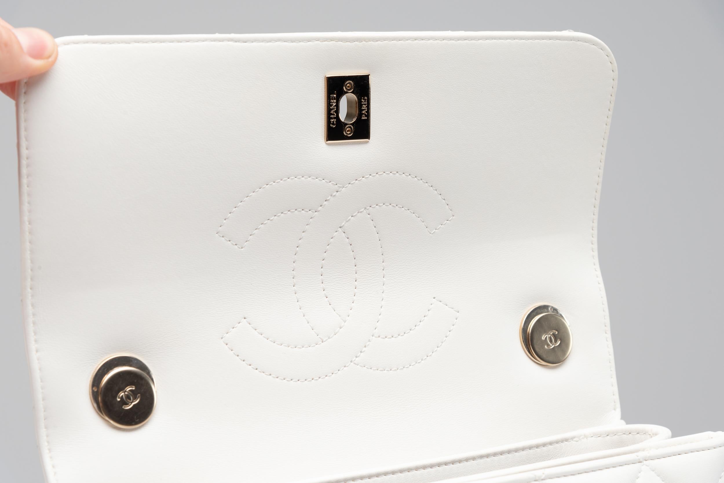 Chanel CC Trendy White Limited Edition Lambskin Small For Sale 7