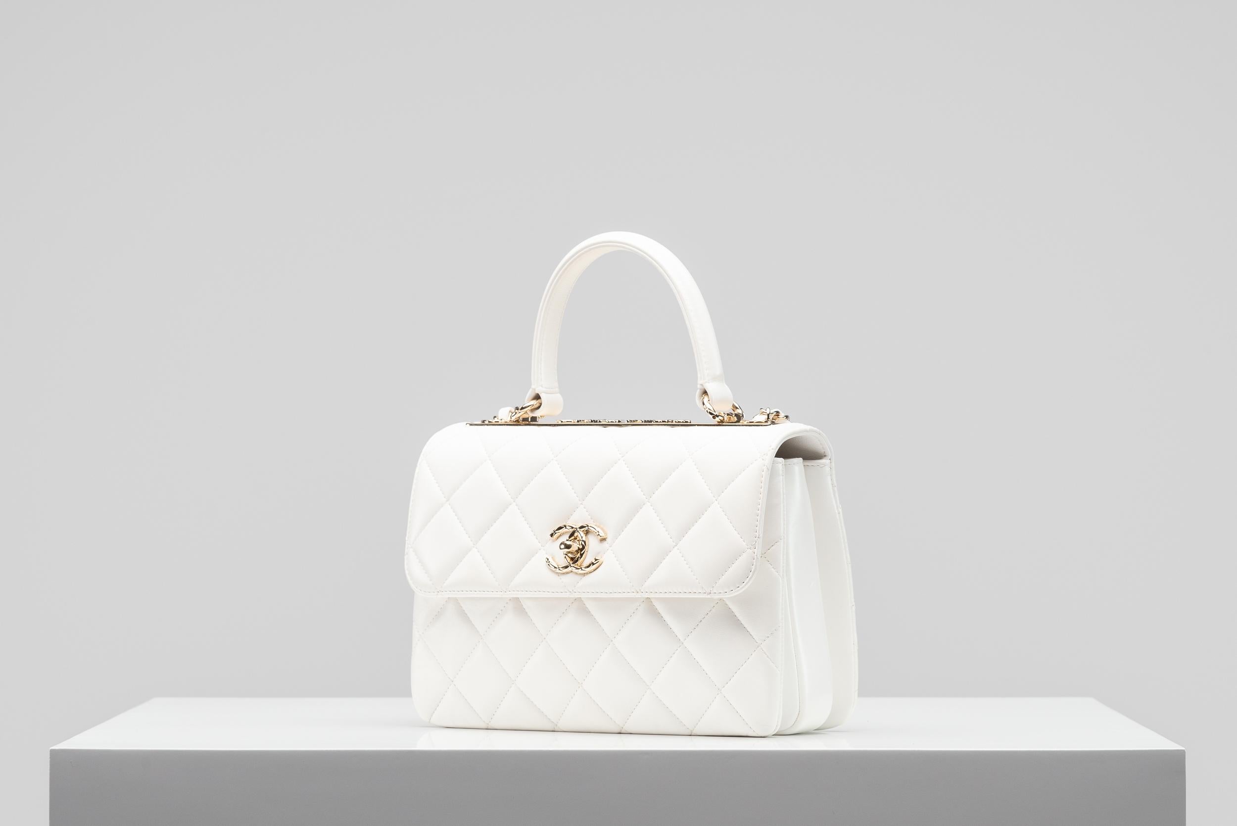 Chanel CC Trendy White Limited Edition Lambskin Small For Sale 1