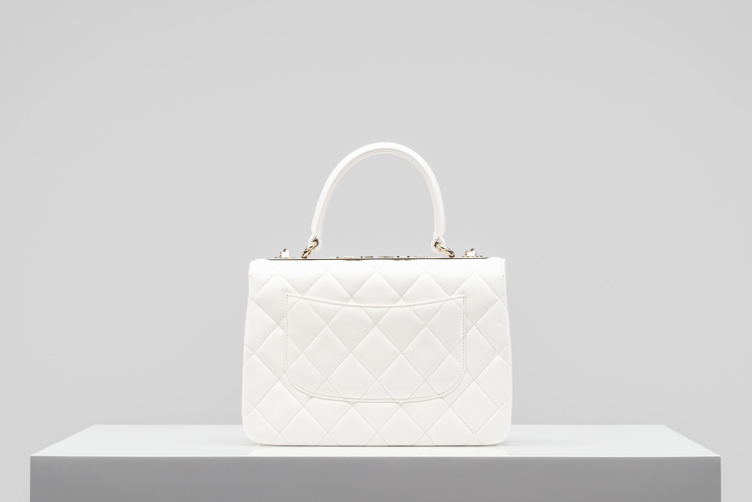 Chanel CC Trendy White Limited Edition Lambskin Small For Sale 2