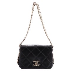 Chanel CC Triple Chain Full Flap Bag Quilted Lambskin Mini