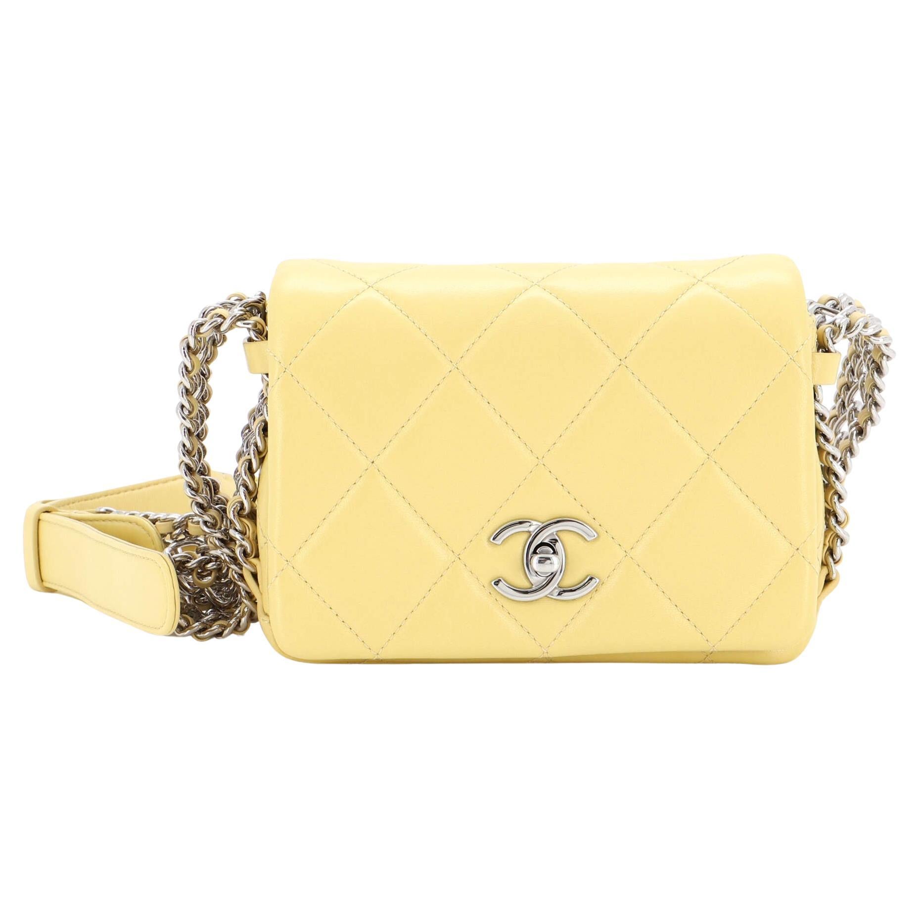 Chanel CC Triple Chain Full Flap Bag Quilted Lambskin Mini For Sale at  1stDibs