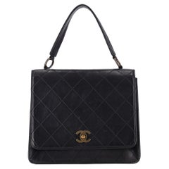 Chanel 'CC' Turn-Lock Diamond Quilted Leather Vintage Bag
