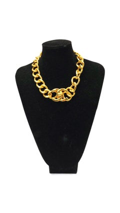 Chanel CC Turn-Lock Gold Hardware Chain Necklace