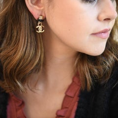 Chanel CC Turn Lock Pendant Drop Earrings