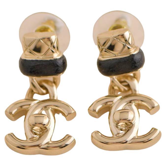 Chanel CC Turn Lock Pendant Drop Earrings For Sale