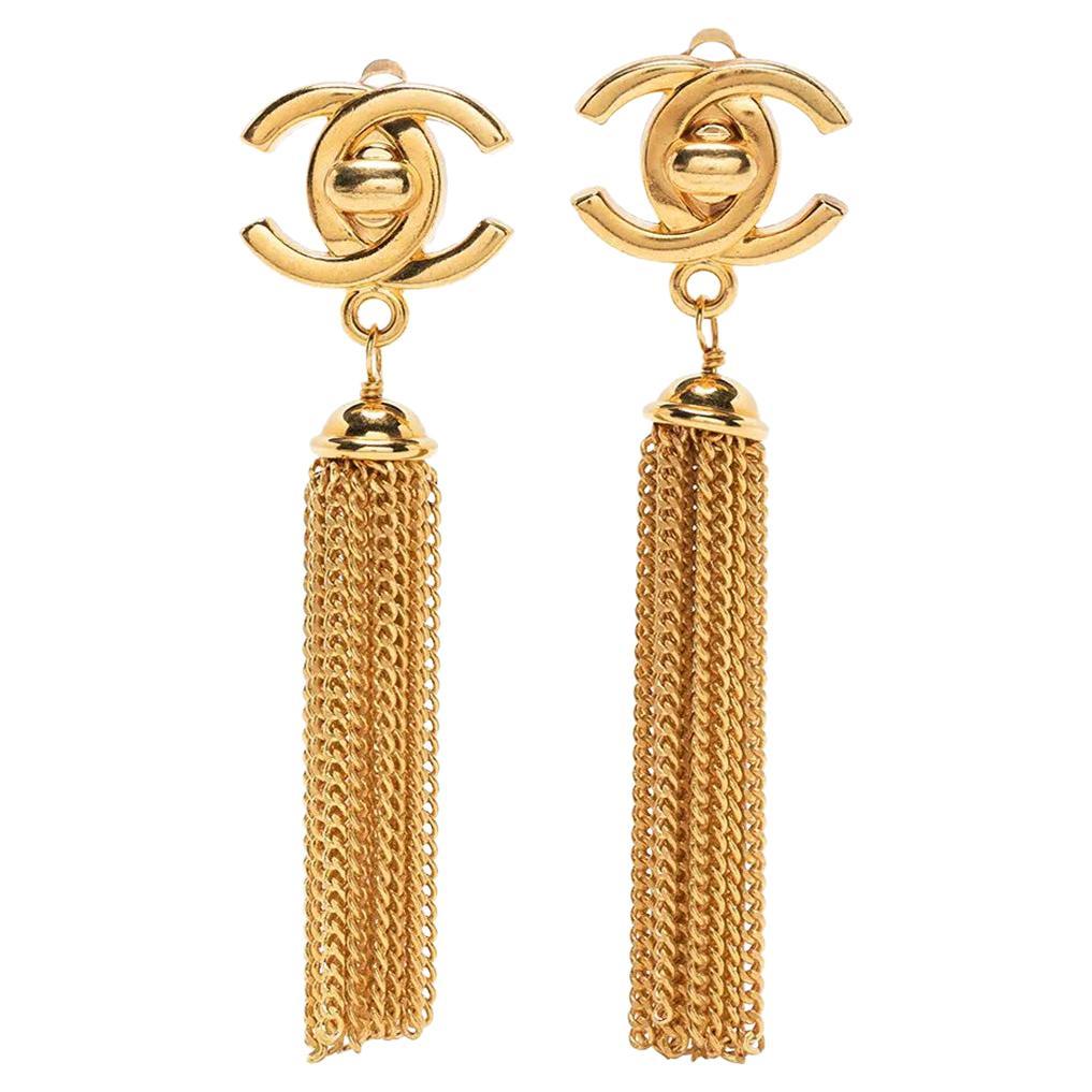 Chanel CC Turn-lock Tassel Clip-on Earrings  