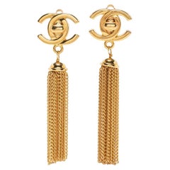Chanel CC Turn-lock Tassel Clip-on Earrings  