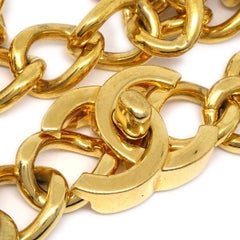 CHANEL CC Turnlock Gold Metal Chain Link Necklace